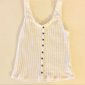 American Eagle White Button Down Crop Top